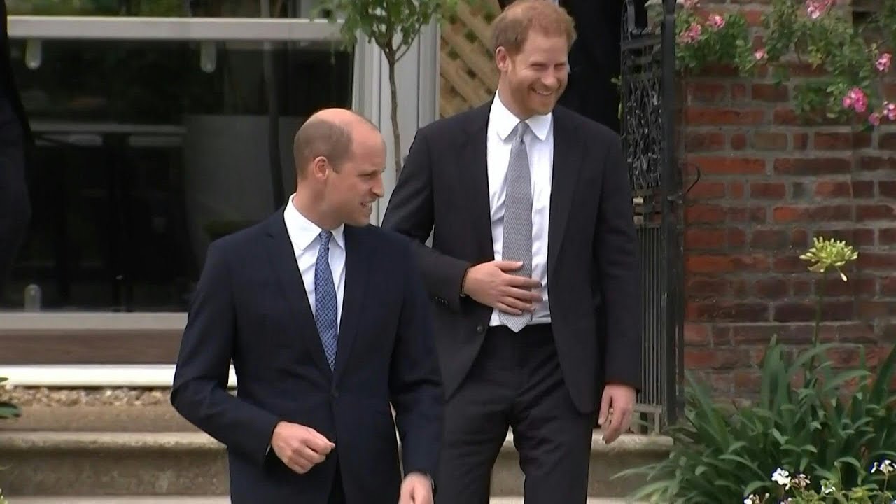 William & Harry arrive together for Diana statue unveiling | AFP