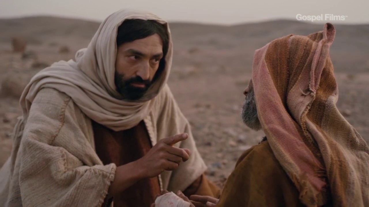 Jesus heals a man with leprosy