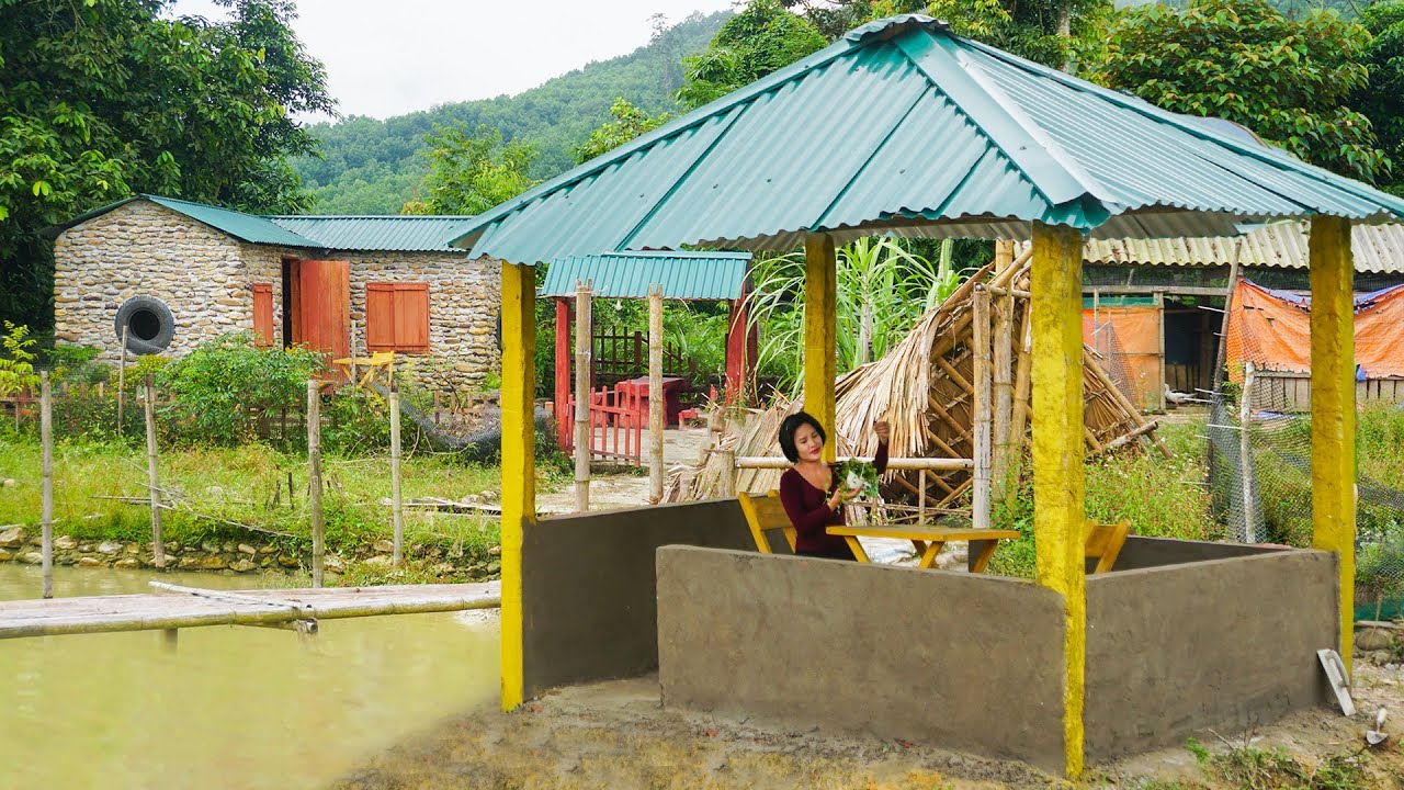 Complete Construction of a Simple Resting Hut by the Fish Pond. Cương Ng&acirc;n - Live with nature
