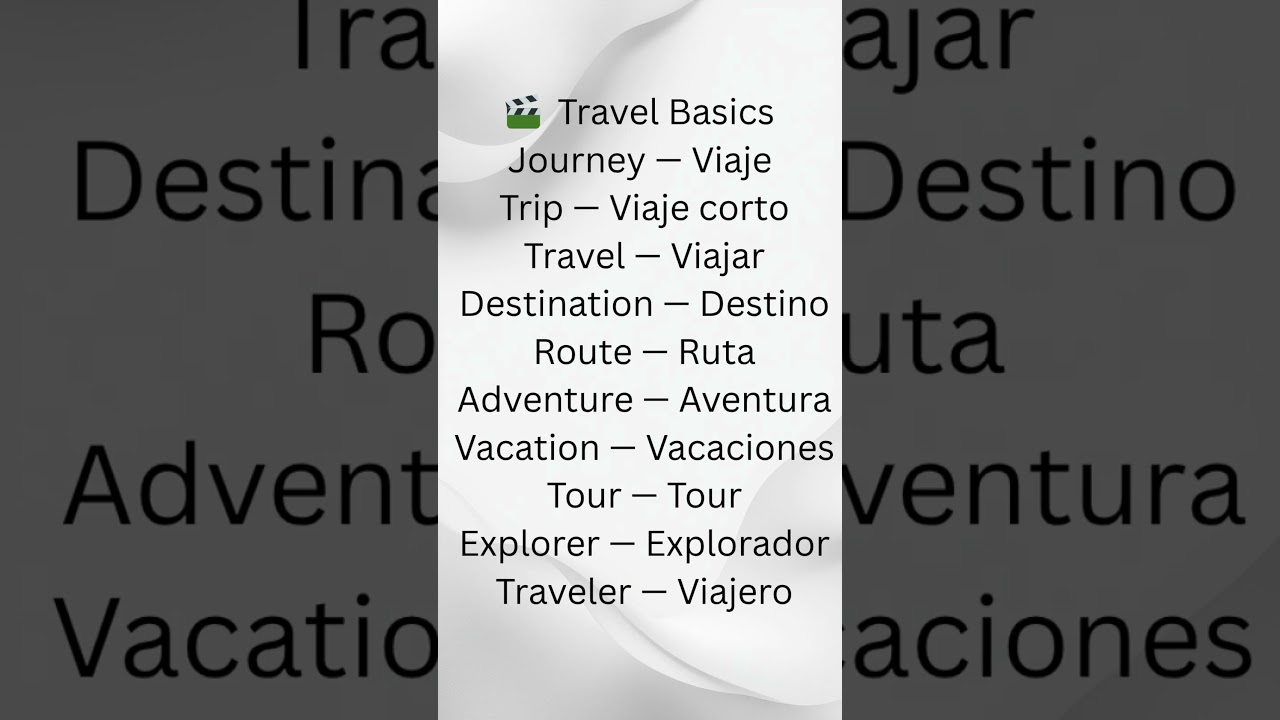 Travel Words &mdash; Palabras de Viaje  #english #espa&ntilde;ol #spanish #shorts