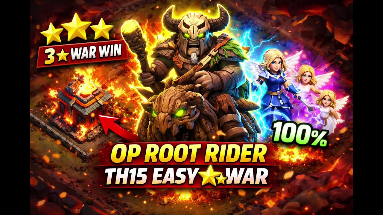 TH15 CAN TRIPLE TH16 ✅ AWESOME ROOT RIDER ATTACK STRATEGY 🔥