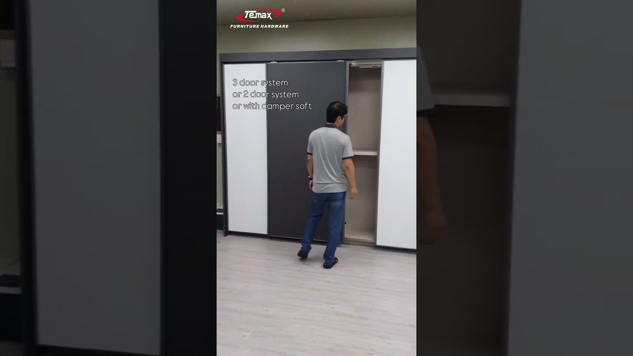 Wardrobe sliding door soft close system