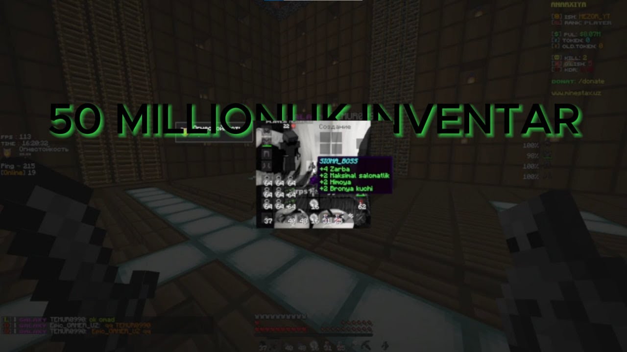 MINESTAX SERVERIDA ANARXIYADA 50 MILLIONGA PVP INVENTAR YIG'ISH !!!
