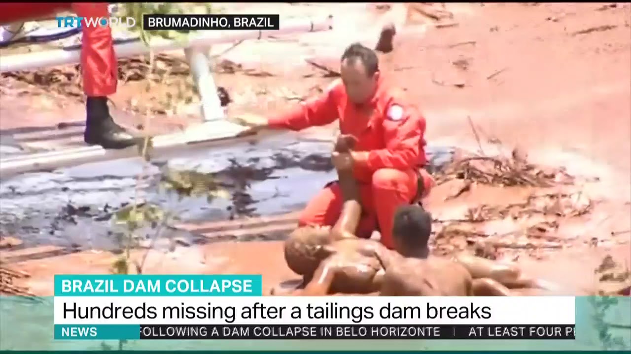 Hundreds missing after dam collapses in Brazil