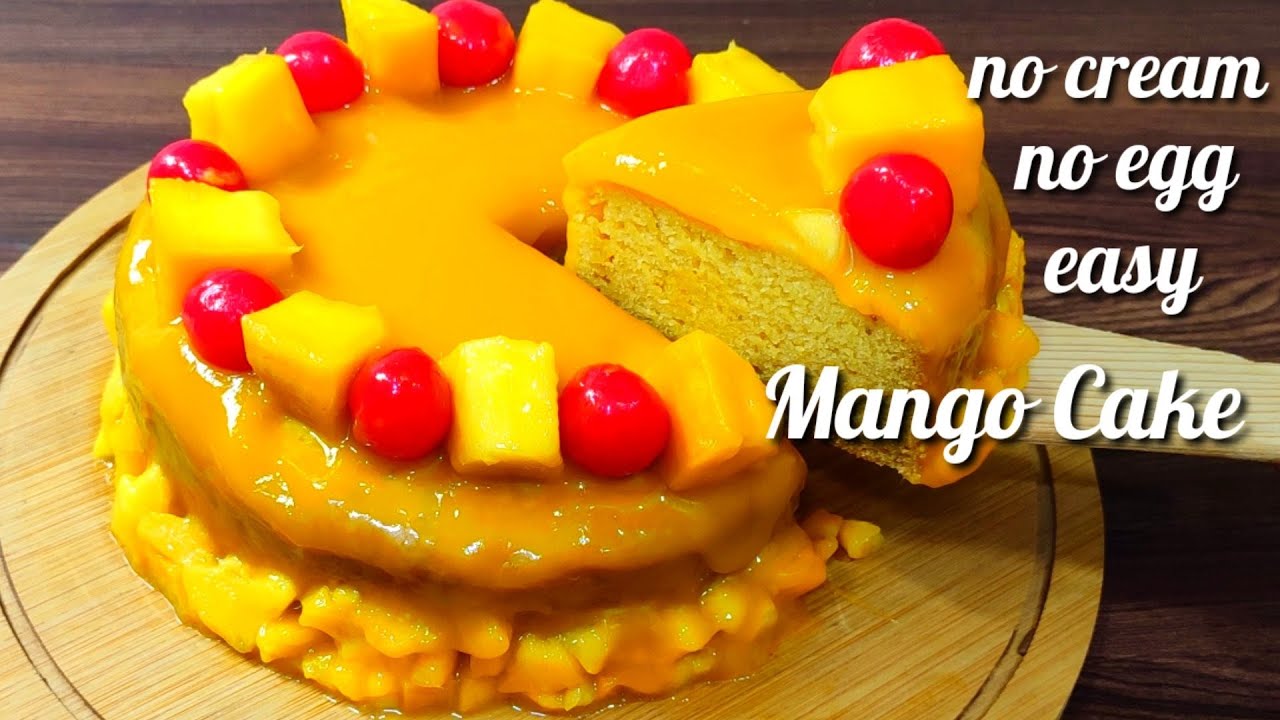 Mango Cake in lock-down,no cream,no egg,no oven, Mango Glaze Cake,easy cake recipe