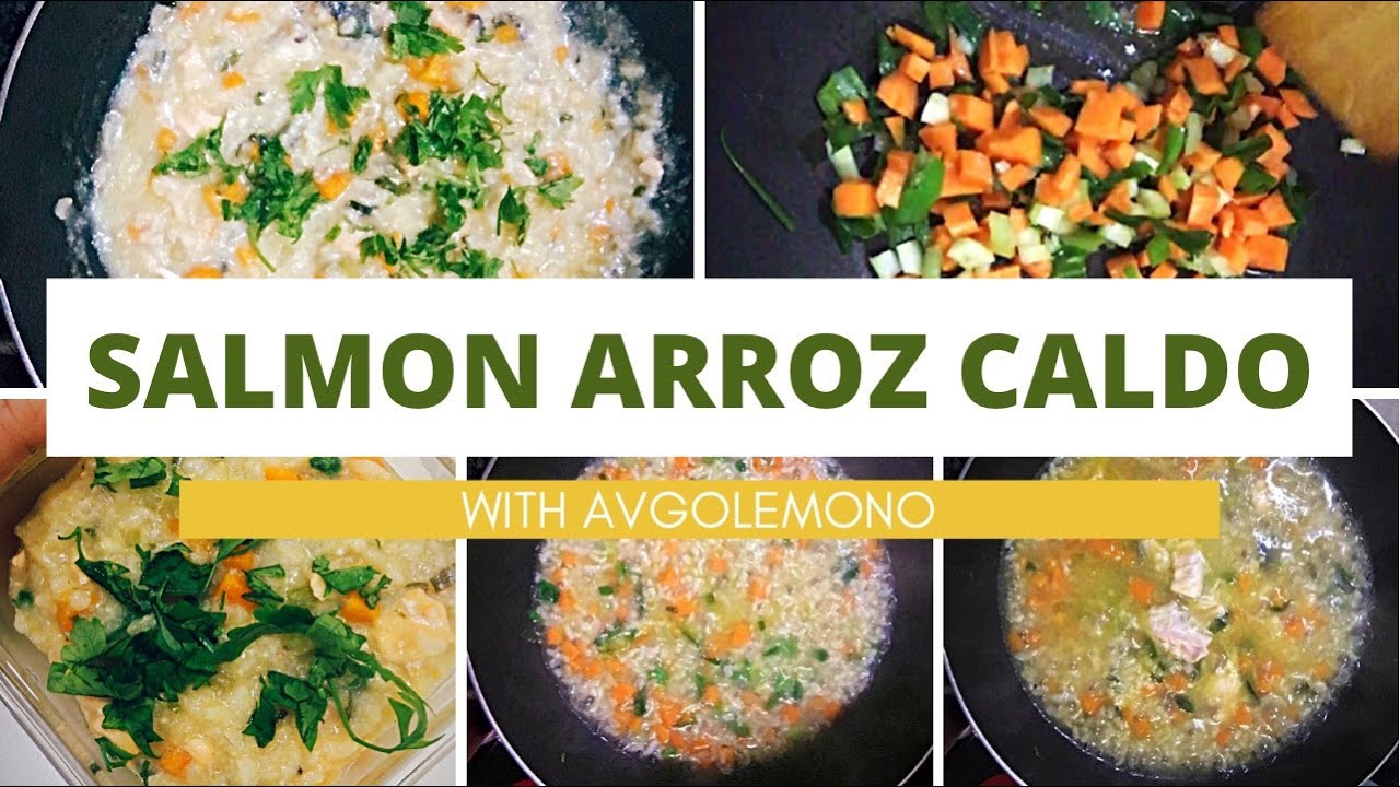 Brown Arroz Caldo with Salmon in Avgolemono|Arroz Caldo Salmon Recipe