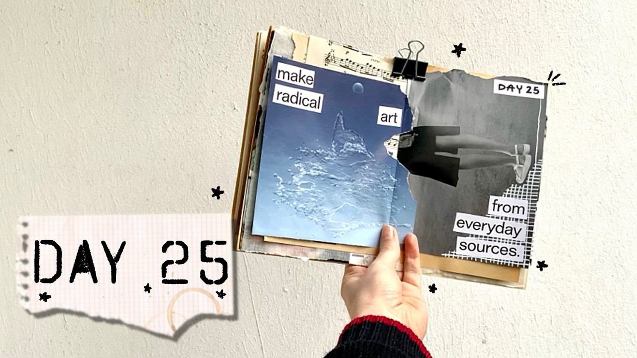 Junk Journal January Day 25: Modern • Journal Challenge 2025 • minimalistic Collage