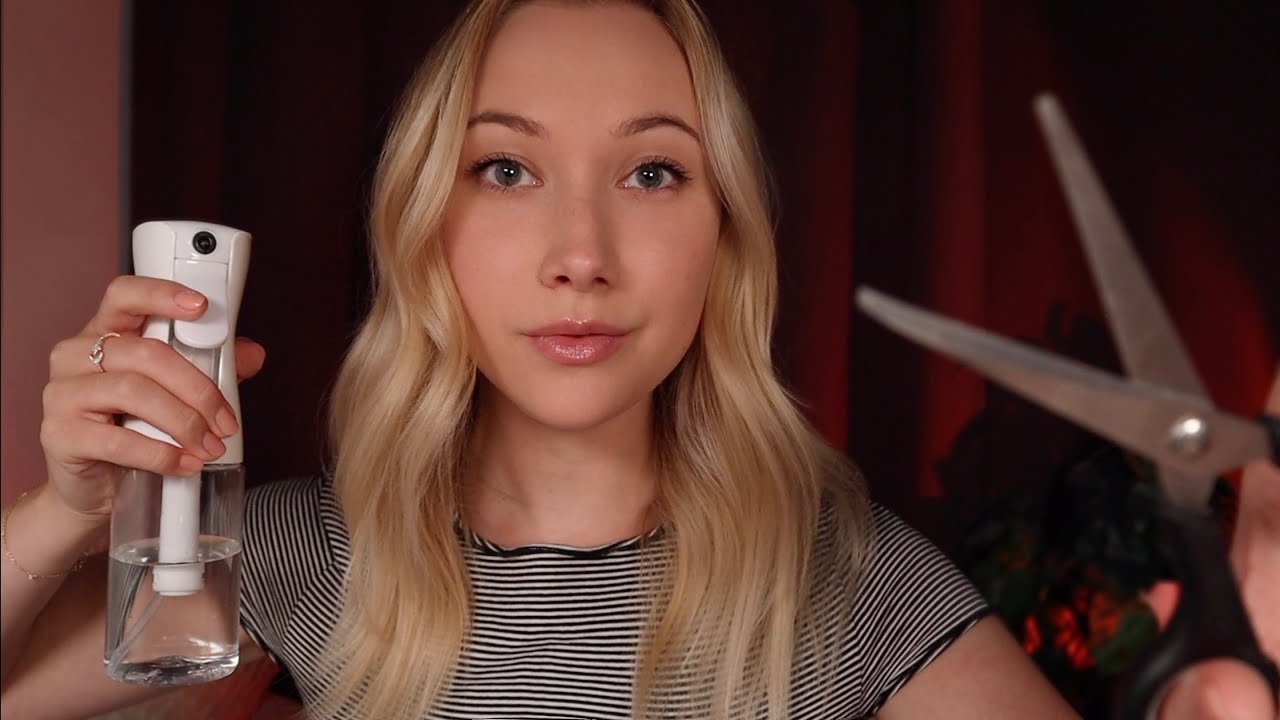 ASMR Chaotic FAST Haircut (scissor snipping, hair brushing, hand sounds)