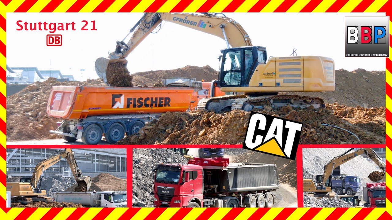 Caterpillar 330 Next Generation & Mercedes, MAN Trucks, Stuttgart 21, 23.03.2022. #1