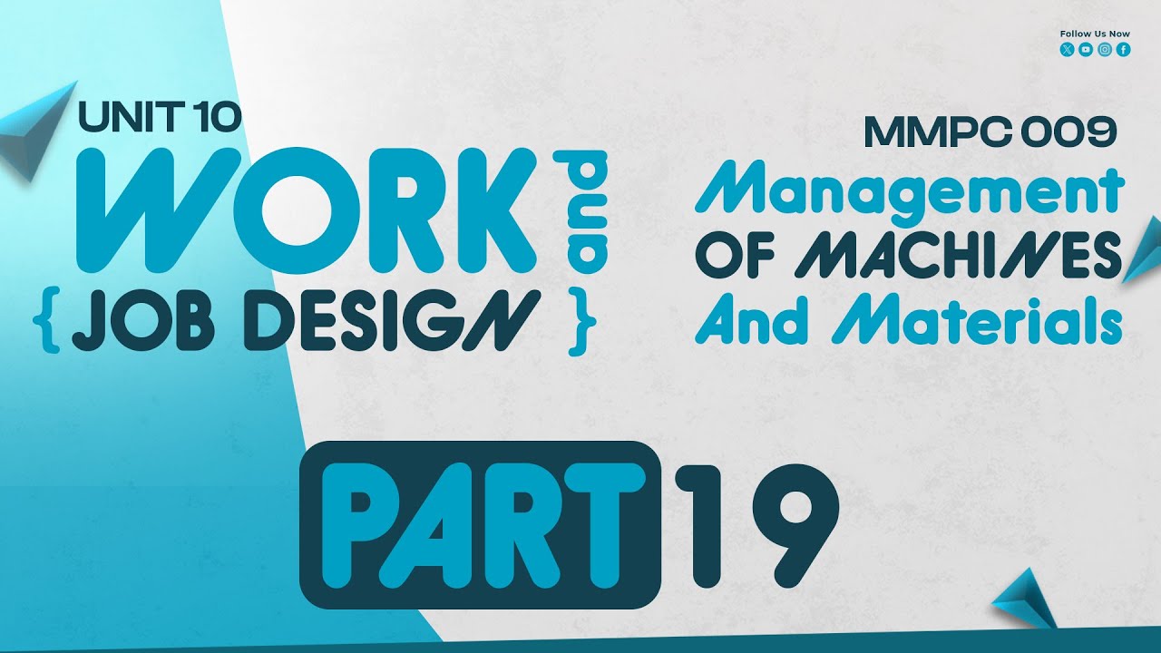 IGNOUMBA JOURNEY MMPC:009 MANAGEMENT OF MACHINES AND MATERIALS | PART - 19 |