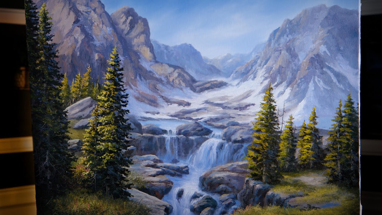 Glacier Waterfall - Landscape Painting - Kevin Hill
