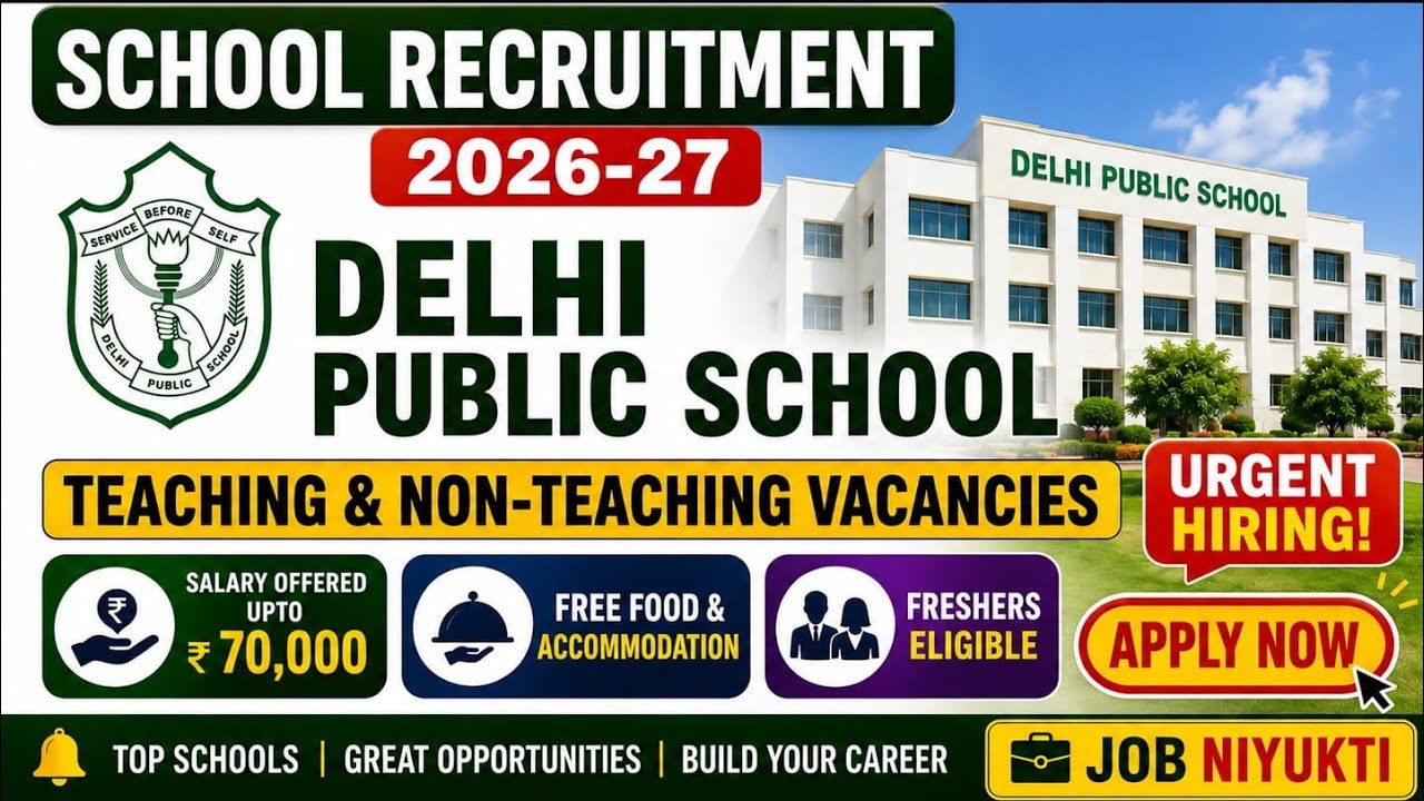 🔥 Top School Recruitment 2026-27 | DPS | Teaching & Non-Teaching Vacancies | Salary Upto ₹70k | PGT