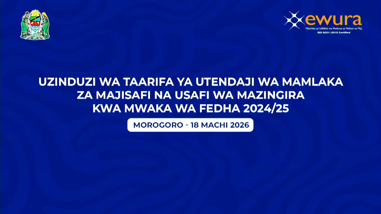 LIVE: WASILISHO LA TATHMINI YA UTENDAJI WA MAMLAKA ZA MAJI