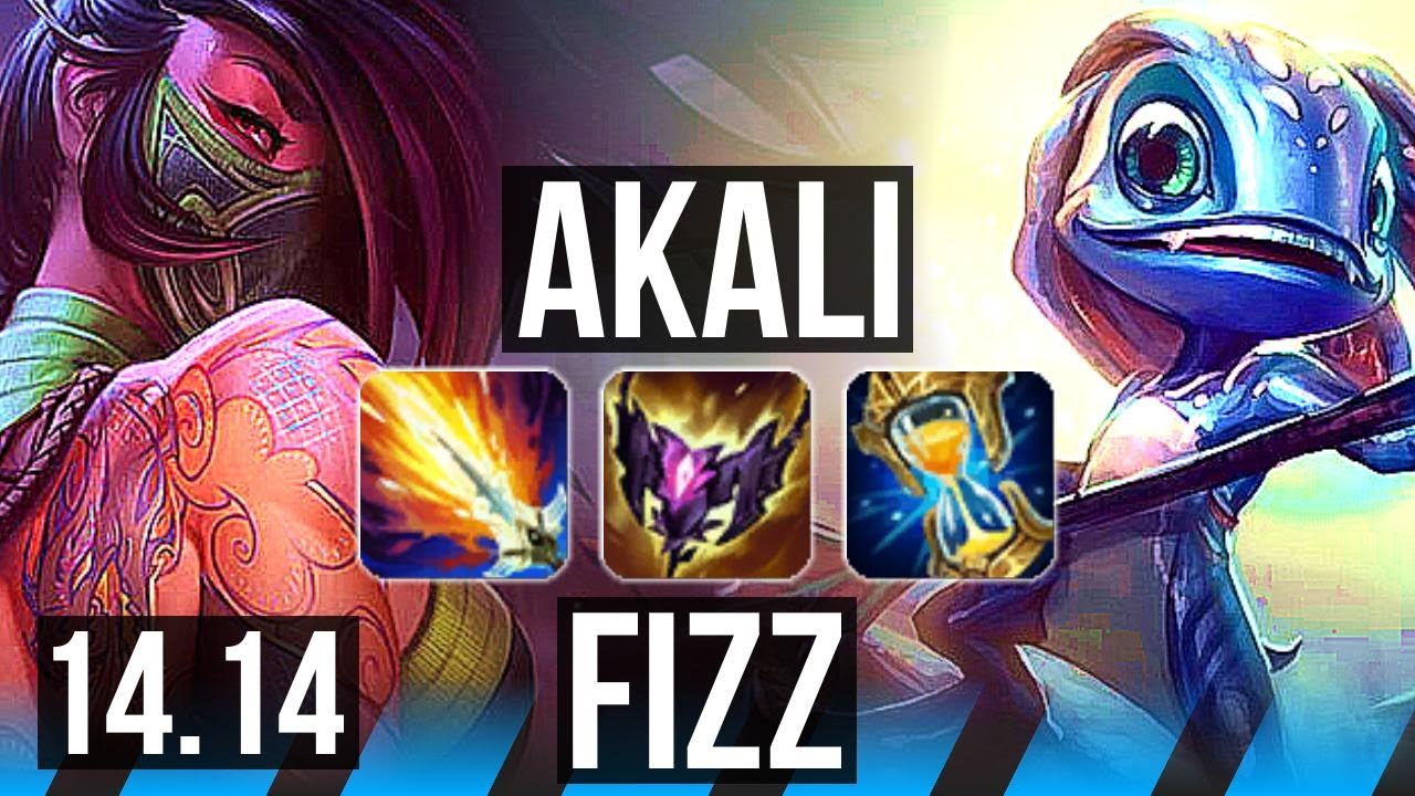 AKALI vs FIZZ (MID) | 6 solo kills, Legendary, 1200+ games, 20/5/8 | EUW Master | 14.14