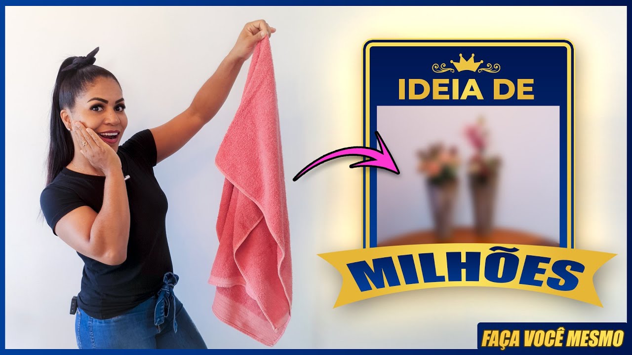 VASO LUXUOSO FEITO COM TOLHA VELHA E CIMENTO, APRENDA À COMO FAZER EM CASA - Faça Você Mesmo