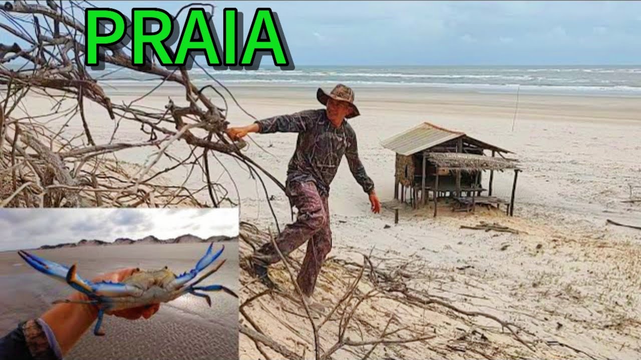 Sozinho em uma cabana abandonada, praia deserta chuva a noite e caça aos siri 