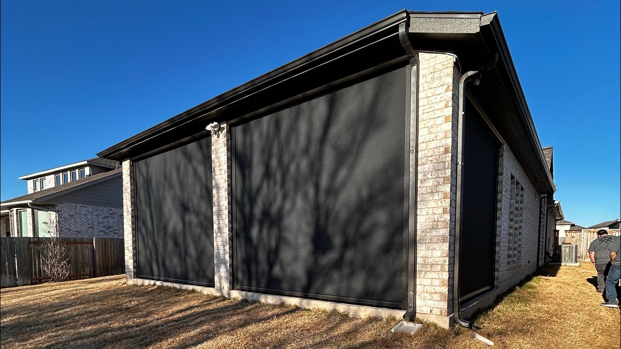 Timelapse of a 4 retractable shade install in Manor, TX.