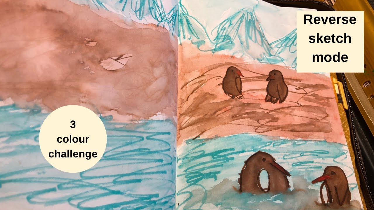 A sketch in reverse | 3 random colour challenge 