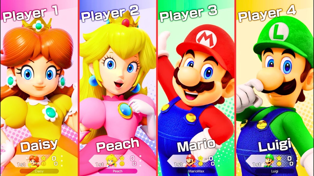 Super Mario Party Jamboree - Mario vs Luigi vs Peach vs Daisy (Goomba Lagoon) - Master CPU