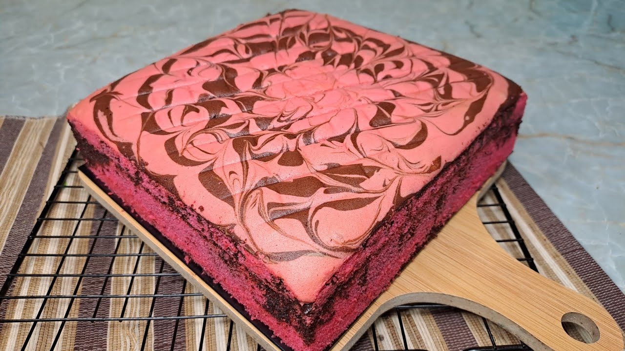 tips untuk buat kek marble coklat strawberry,sebenarnya mudah