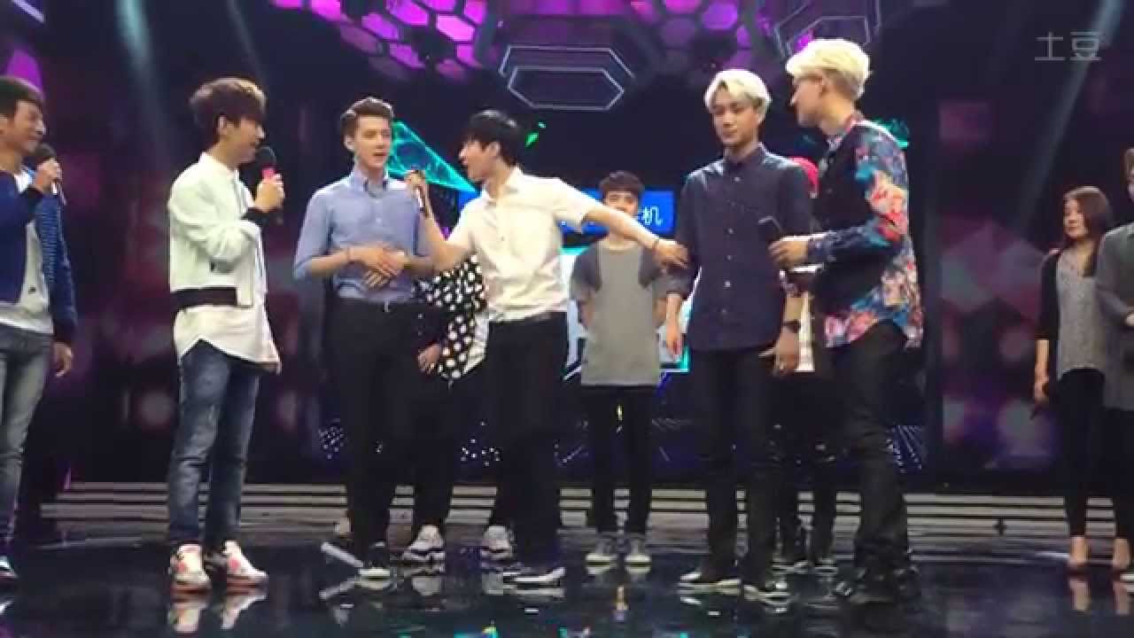 [喵喵] 140611 EXO Happy Camp recording SEHUN LAY KAI SUHO Overdose dance