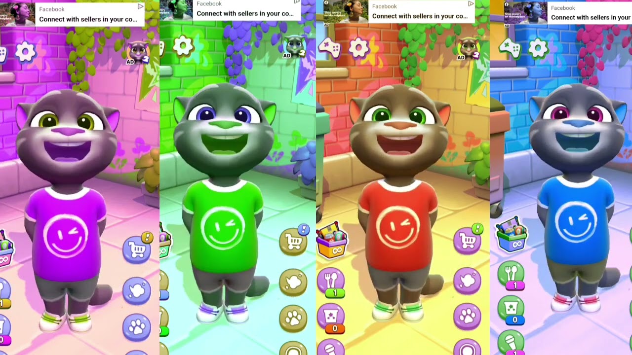 Talking tom funny gameplay video😂😍tom wala show cartoon game😂colourful tom in old style😂👏