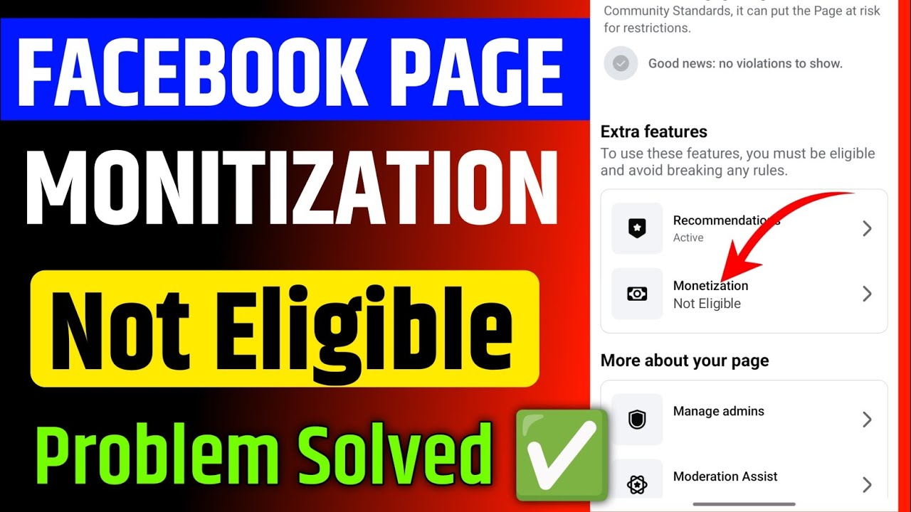 Facebook Page Monetization Not Eligible Problem || how to fixed facebook monetization not eligible
