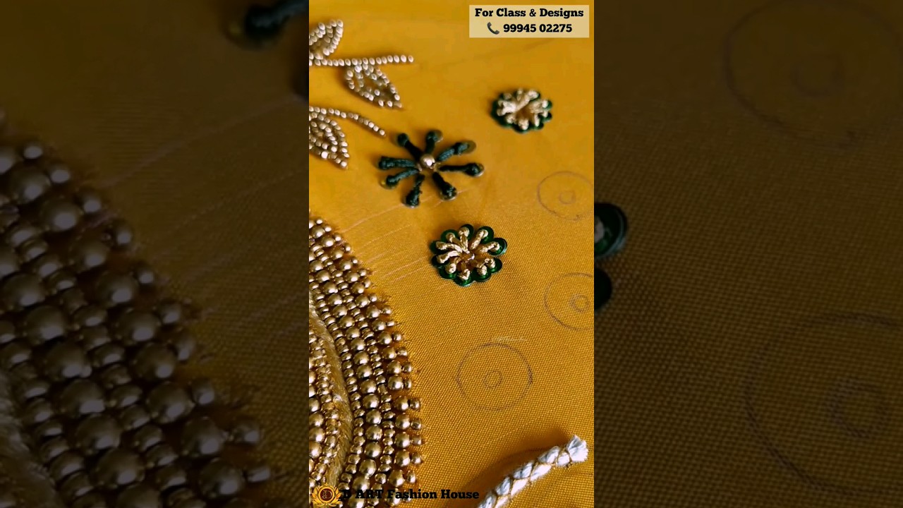 💚French Knot Flower Design using Chamki ❤️ Sequence Aari Work #trending #shorts #shortsfeed
