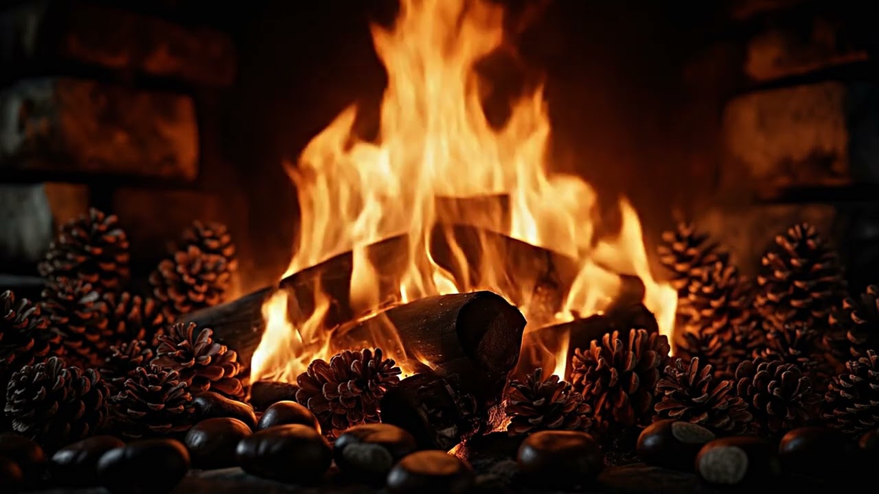 🔥 Christmas Log Fire | Chestnuts Roasting | Calming Cosy Fireplace Ambience 🔥