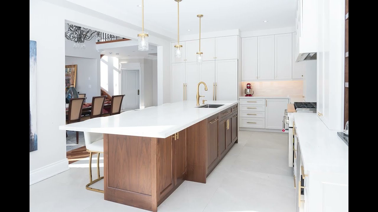Caledon White Shaker Kitchen with Walnut Island