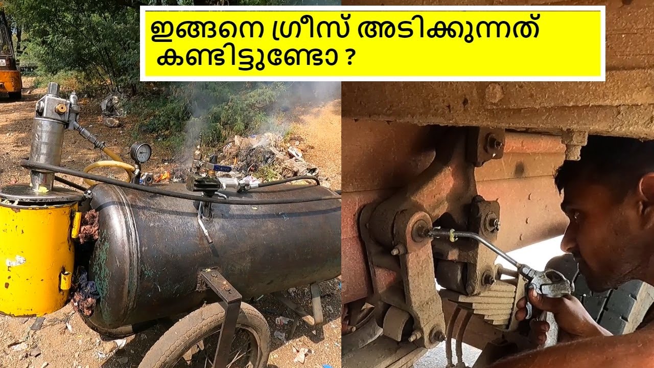 How to greasing truck using air pressure grease machine