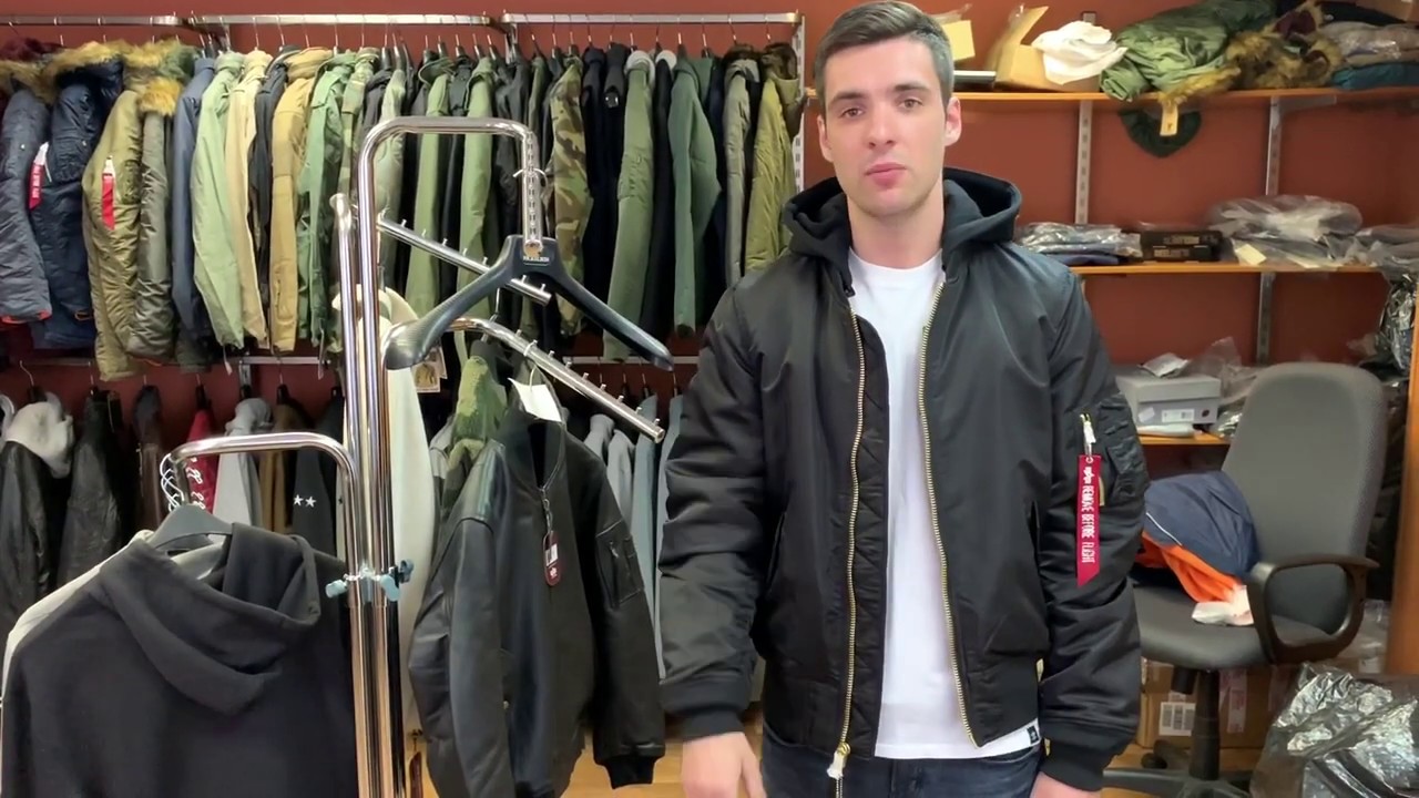 Бомбер c капюшоном Alpha Industries MA-1 Natus Black (Alphaind.ru)