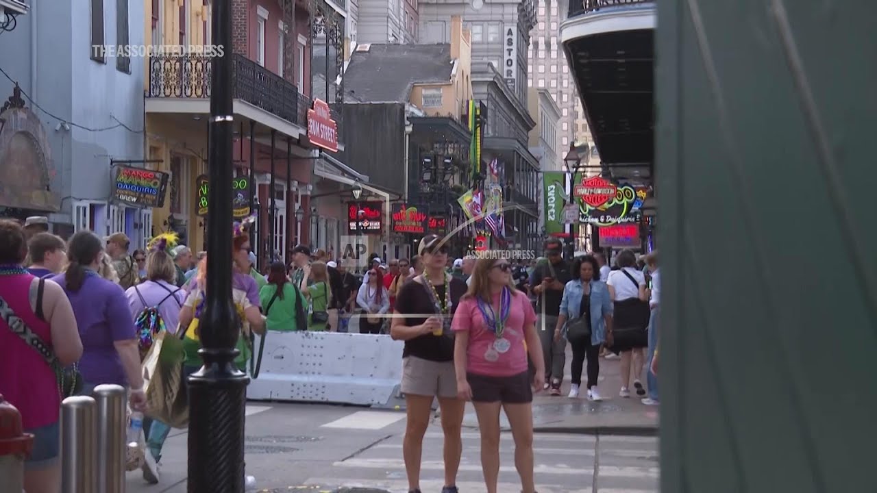 Strong security presence on Bourbon Street in New Orleans ahead of the Super Bowl
