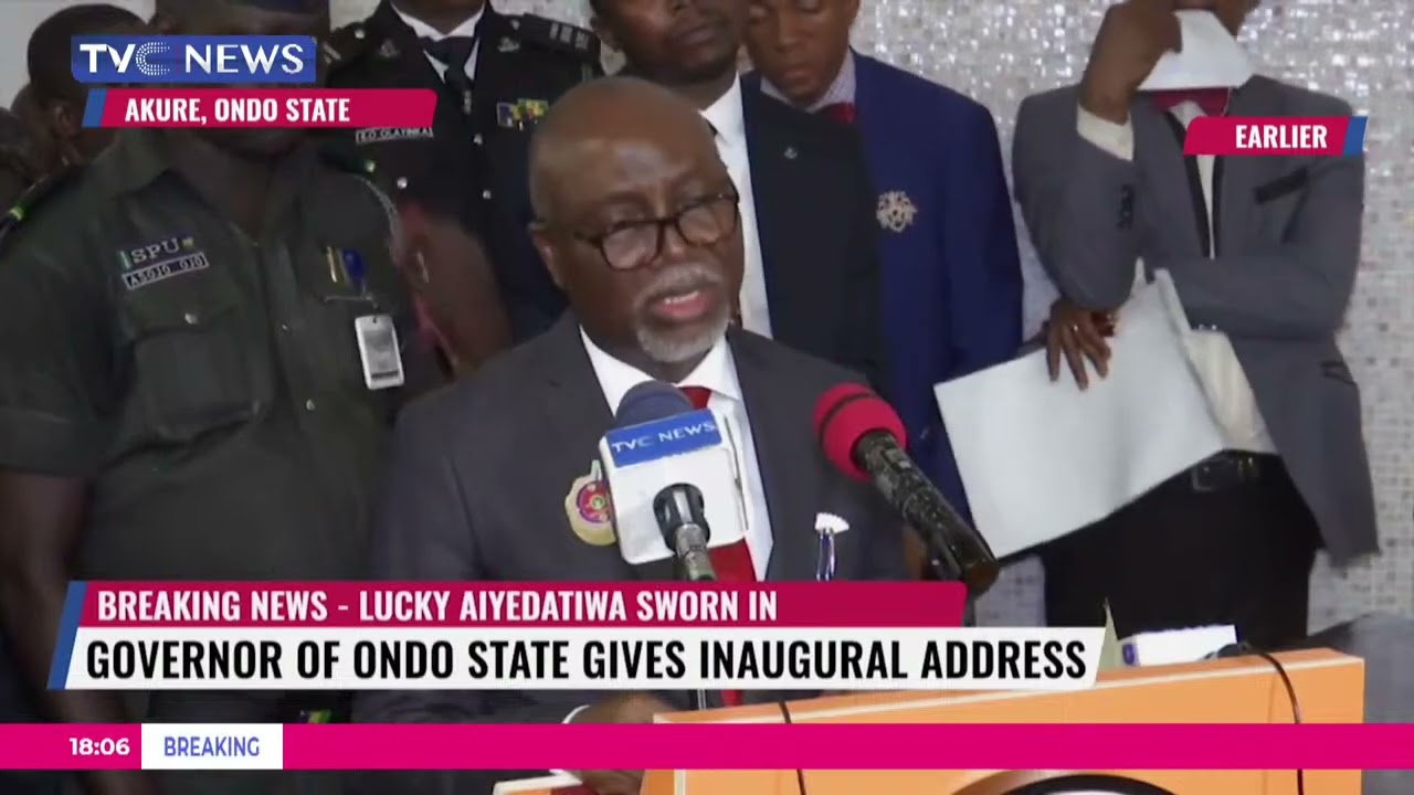 WATCH: Lucky Aiyedatiwa Delivers Inaugural Speech As Governor Of Ondo State