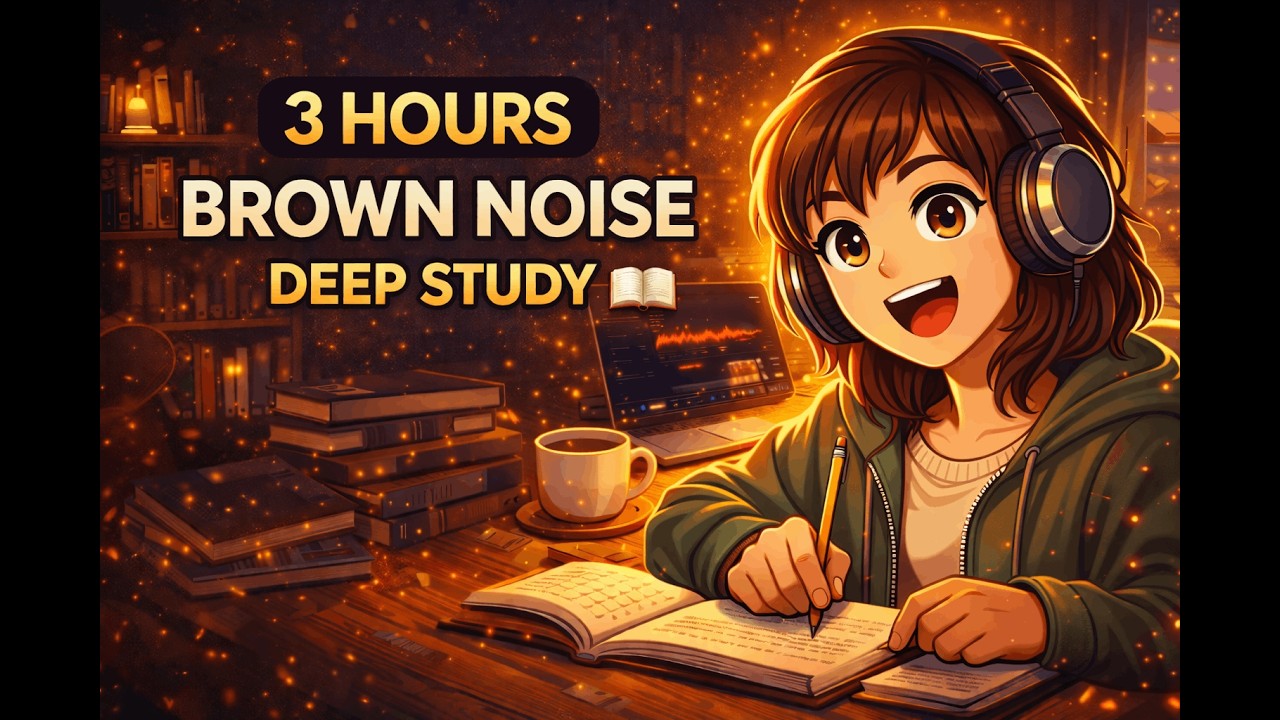 Cozy 3 Hour Study Session with Brown Noise ✏️📖 | Deep Focus Sound