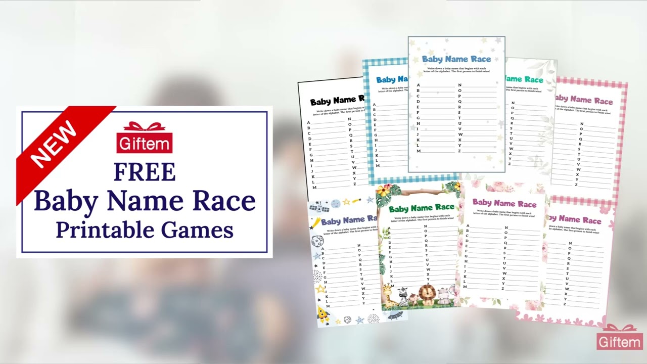 New FREE Printable Baby Shower Games from Giftem - Baby Name Race