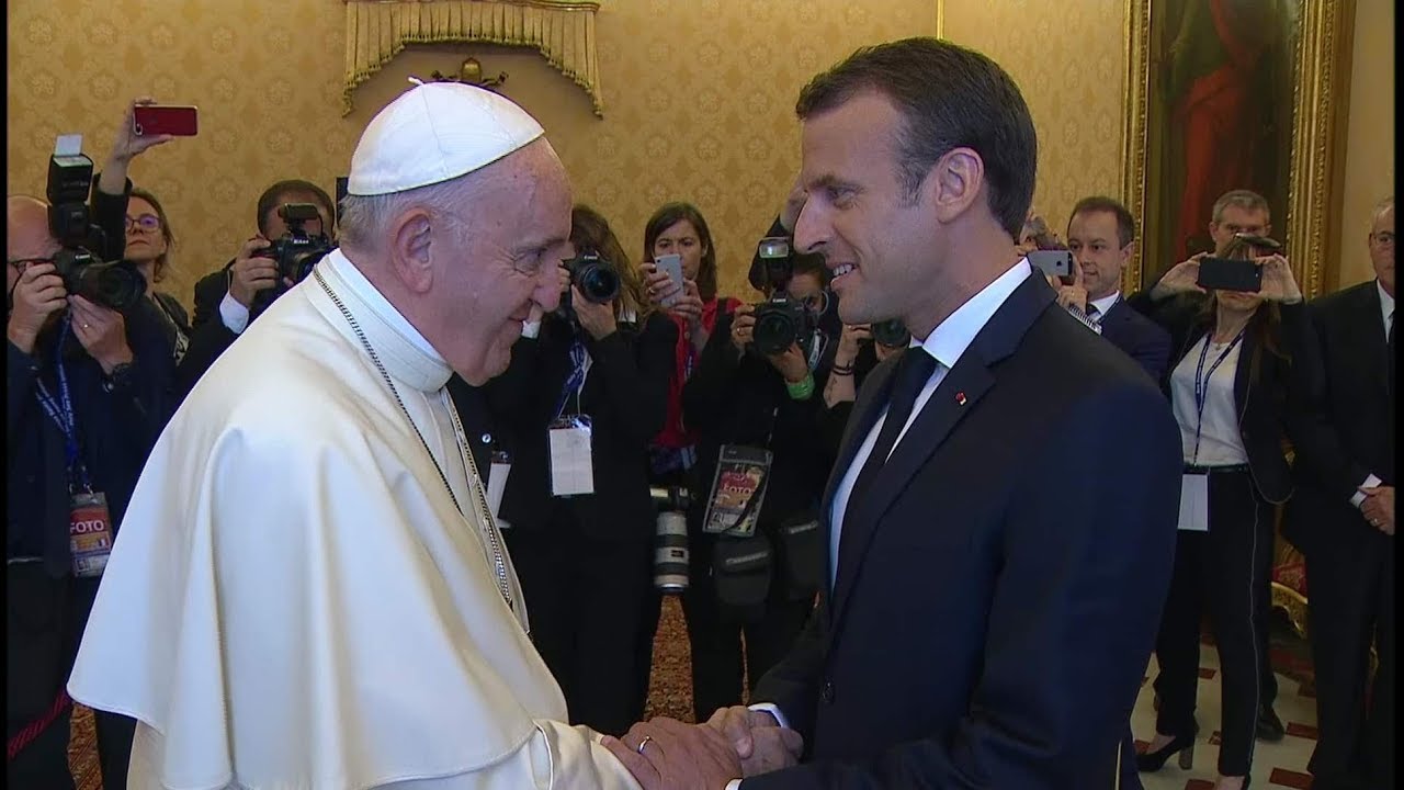 Pope Francis and French president Emmanuel Macron meet for 57 minutes
