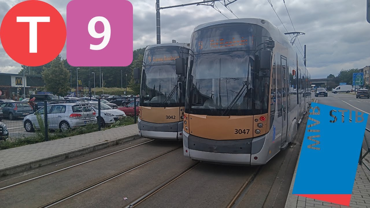 (Tram Chrono) Trajet complet ligne 9 Roi Baudouin à Groot-Bijgaarden via Simonis Tram T3000 n°3047.