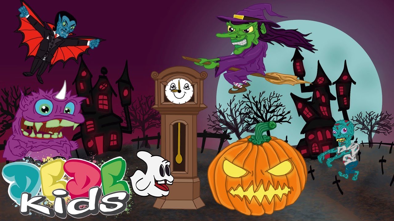 Hickory Dickory Halloween | Scary Kids Song | Dede Kids TV