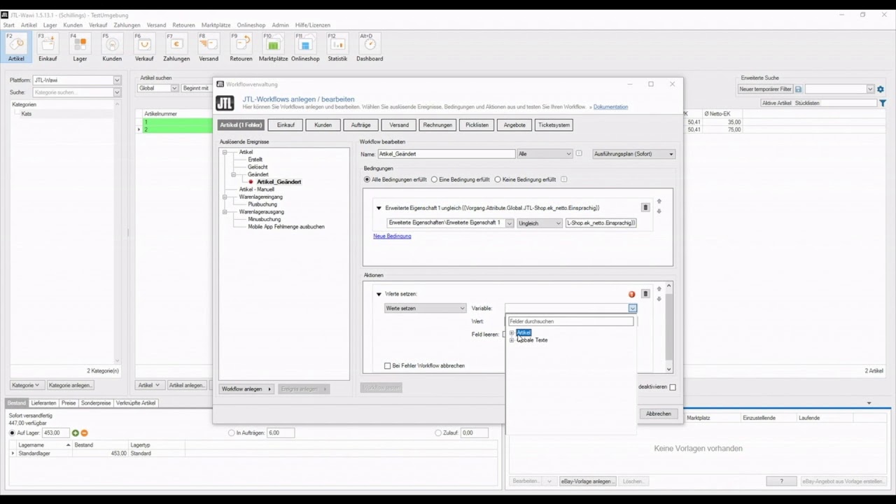 Pricium - Anleitung f&uuml;r einen Workflow zur automatischen Aktualisierung der EK's im JTL-Shop