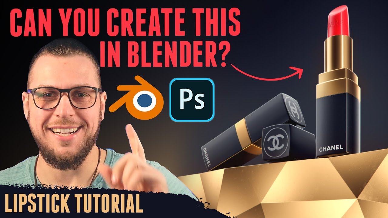 Lipstick Product Rendering Tutorial // Triangulated Plane, Materials, Scene