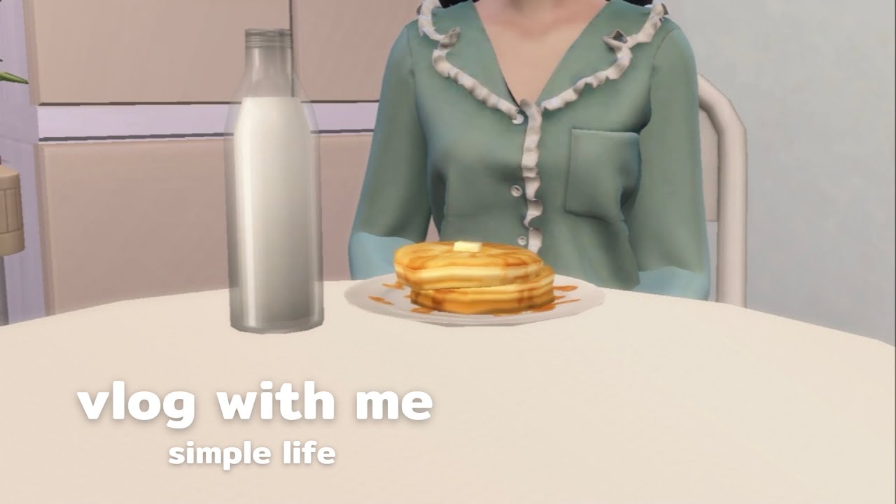 [ Sims 4 Vlog ] ﹆🥞⁺🥛യ move to new room, cross stitch, study, cooking etc.
