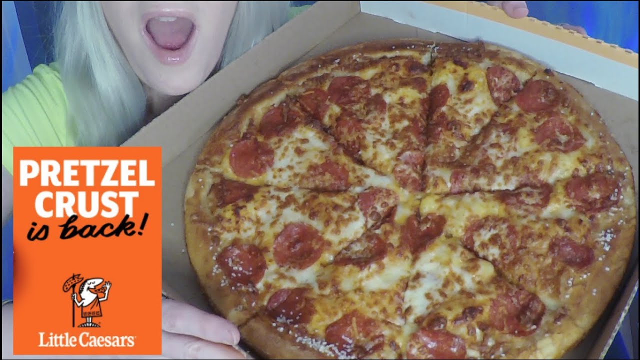 ASMR Little Caesar's Pretzel Crust Pizza Mukbang | Chit Chat, What I'm watching on TV | Whispered