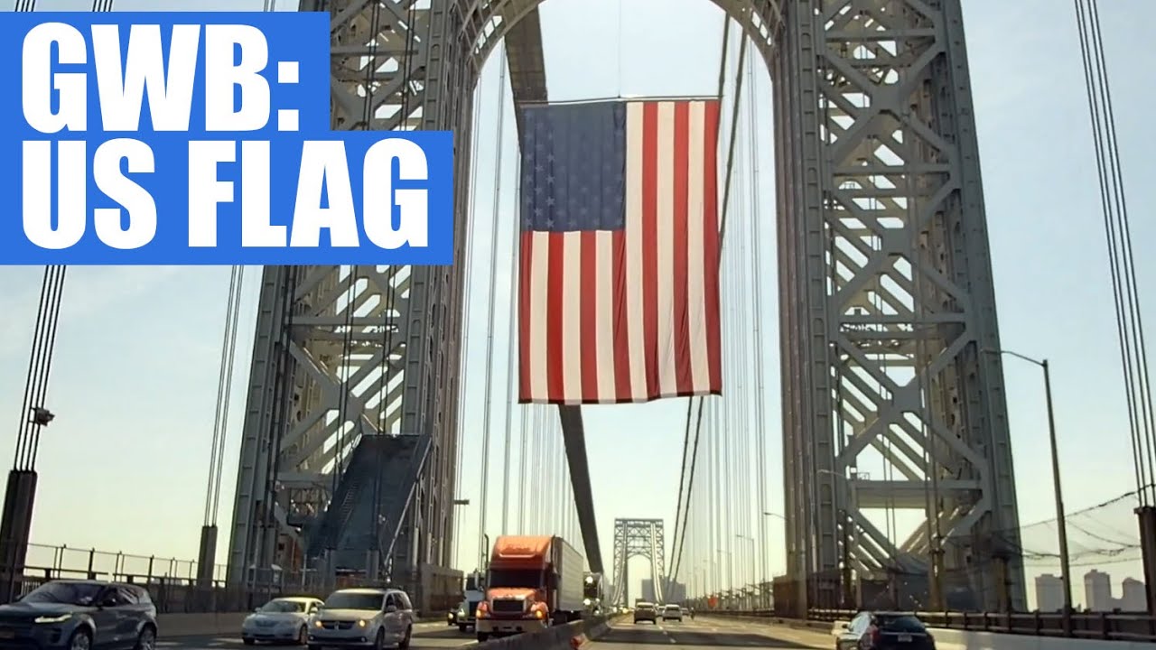 George Washington Bridge drive: Memorial Day Flag