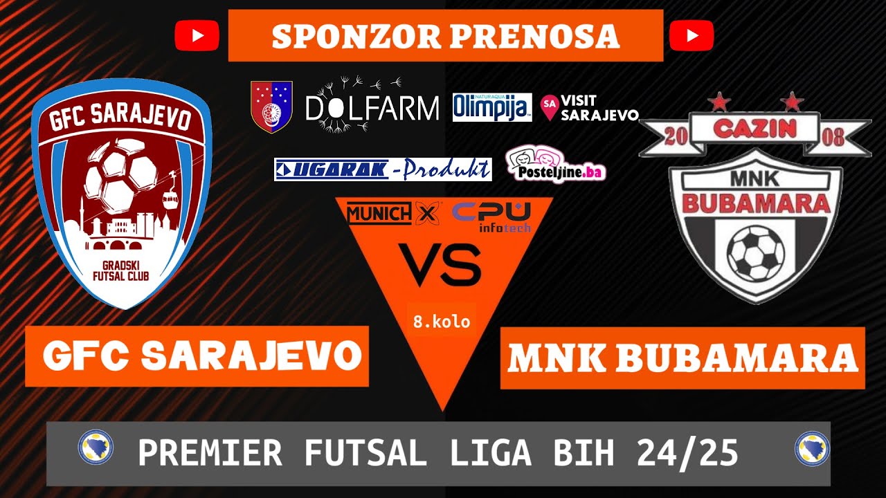 GFC Sarajevo vs MNK Bubamara Cazin -Premier futsal liga BIH 24/25, 8.kolo