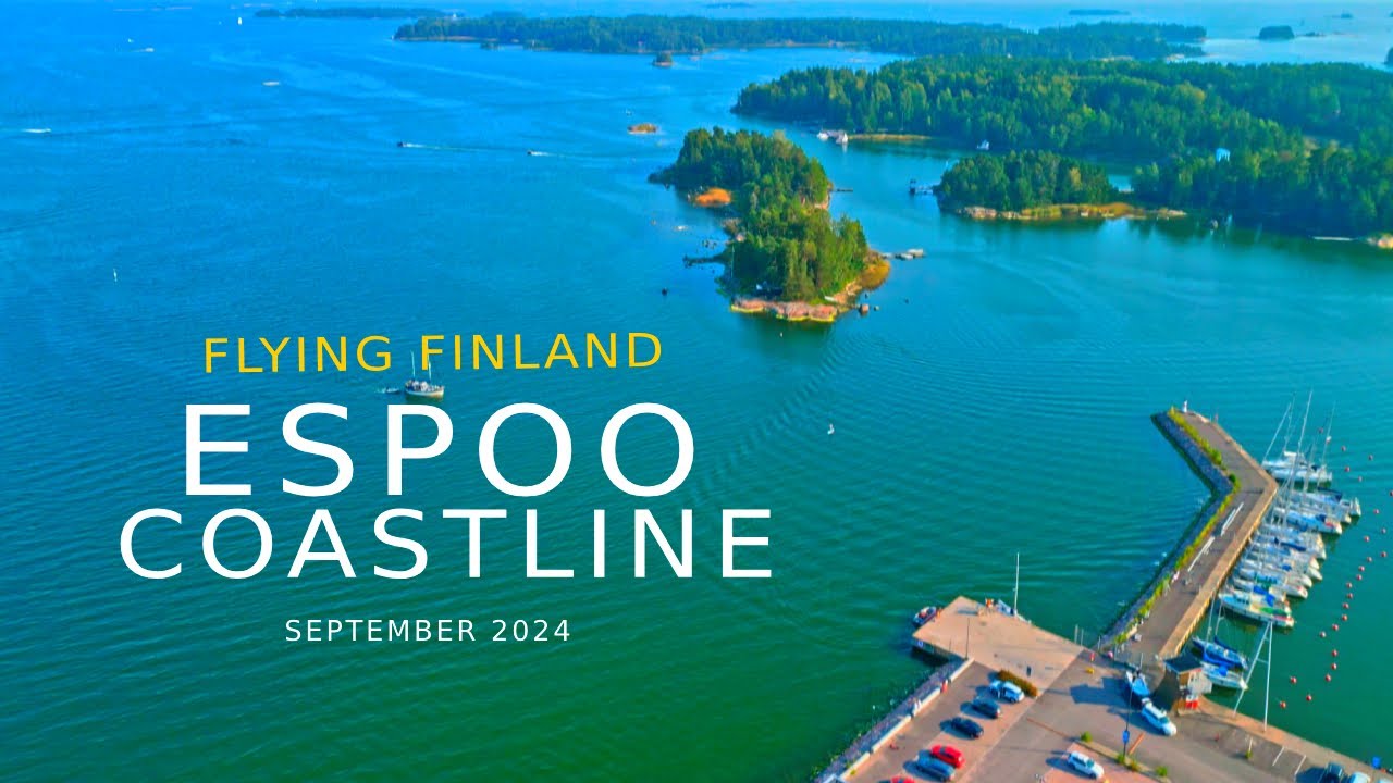 Flying above Espoo Coastline, September 2024, Finland [4K] #slowtv