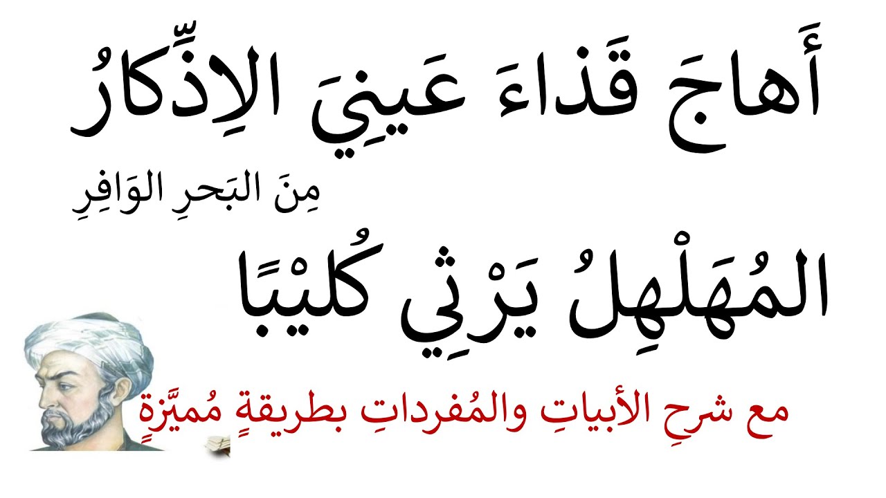 المهلهل، أَهاجَ قَذاءَ عَينِيَ الاِذِّكارُ مع شرح المفردات والأبيات بطريقة واضحة ومميزة