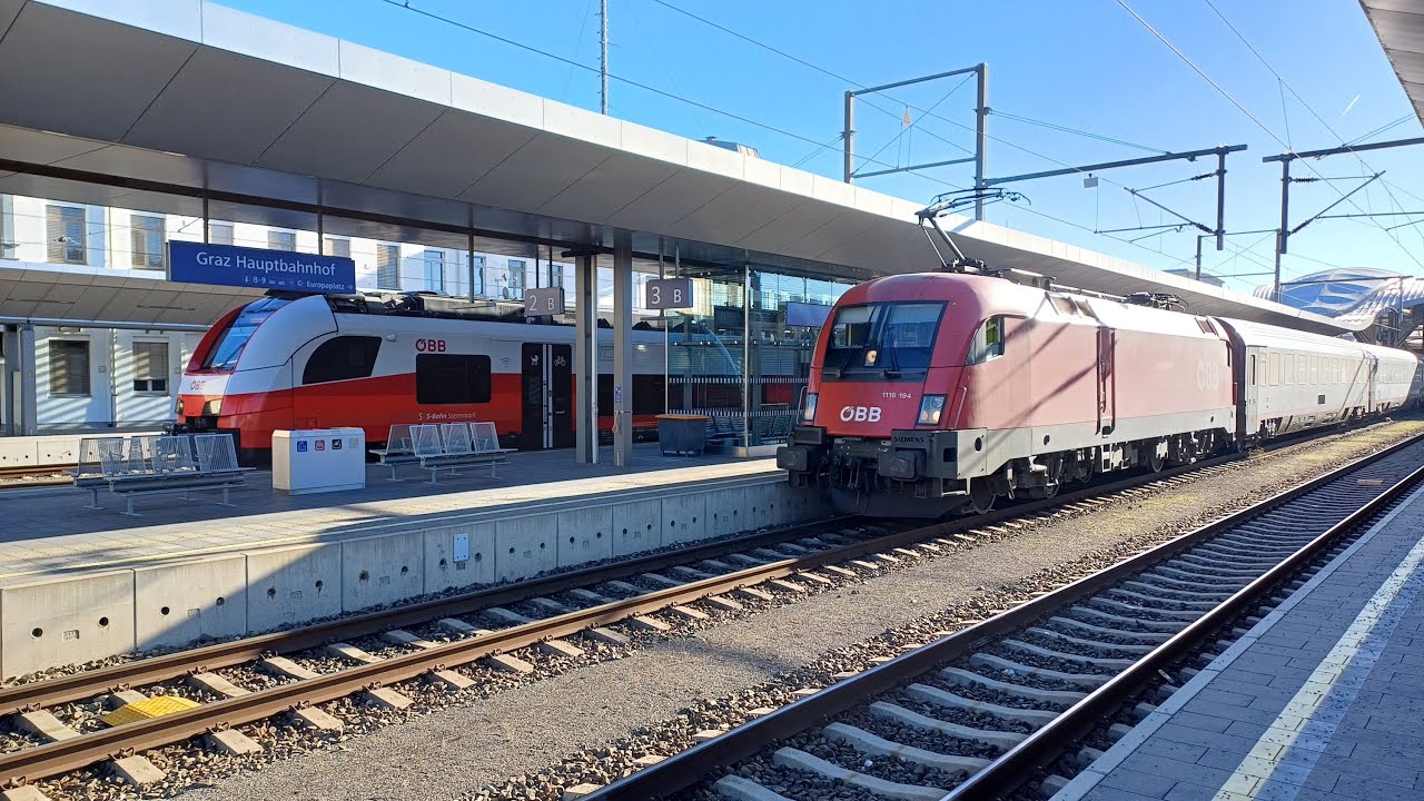 Trains at Graz Hauptbahnhof - December 2024