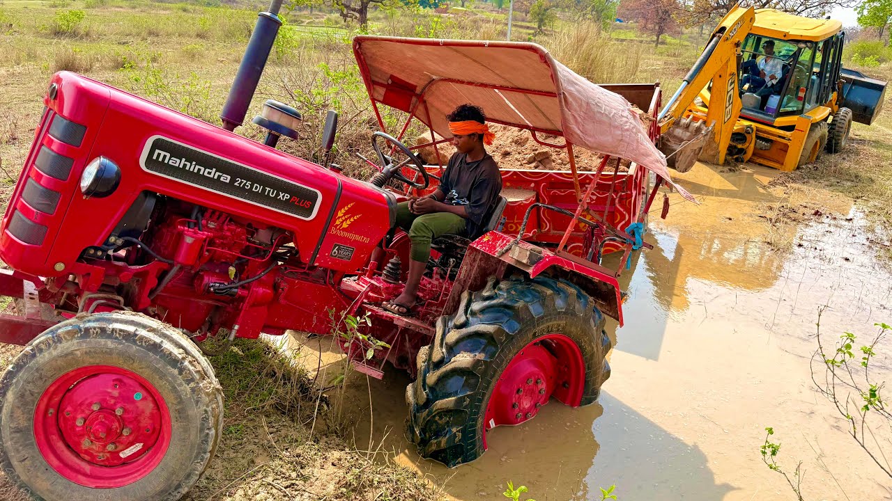 Tractor Power Test in Deep Ditch Mahindra 275 | Jcb 3dx #jcb #tractor