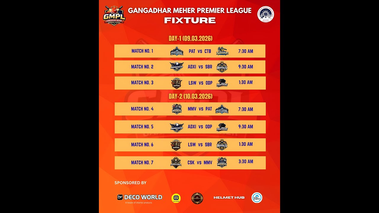 🛑LIVE GANGADHAR MEHER PRIMIER LEAGUE SAMBALPUR
